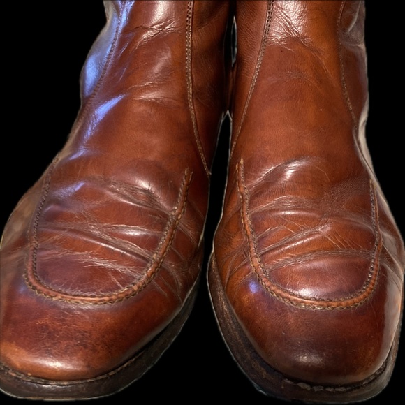 Mens Vintage Brown Leather Florsheim Side Zip up Ankle Boot, Size 9/12 D
